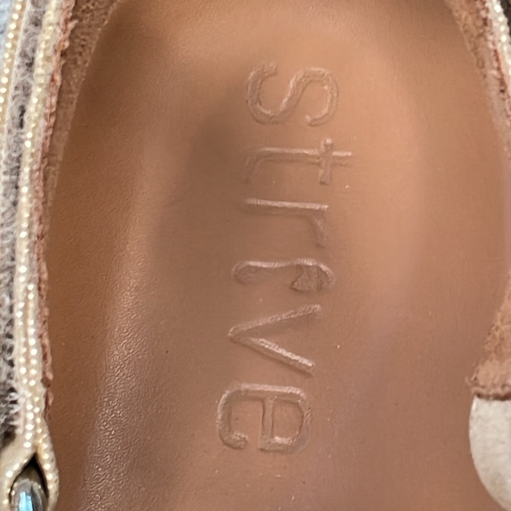 Nordstrom Strive Antigua Sandals Gold Sparkle Pearl Stud Comfy Party Sz 9.5 - Picture 6 of 15